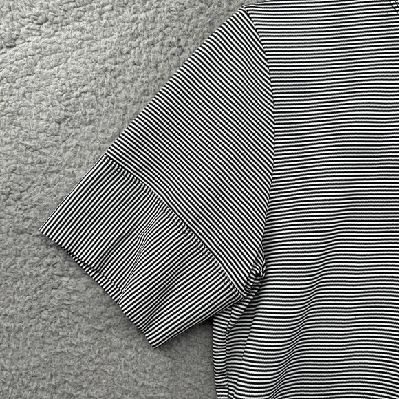 TAIL Top Womens Medium Black White Striped Short Sleeve Athletic Shirt Golf - Picture 3 of 12